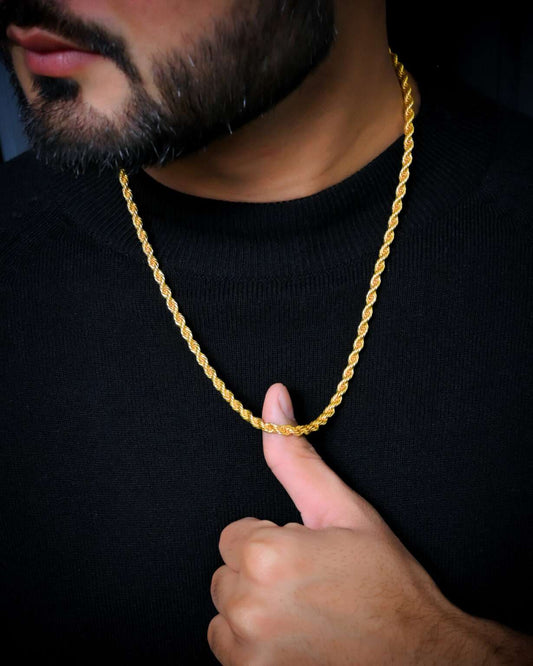 18k Gold plated French Rope Rassi & Munna Bhai Round Design Chain For Men & Boys